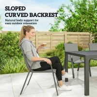 Outsunny Zestaw Mebli Ogrodowych 7-elementowy Stół z 6 Oddychającymi Krzesłami Lamelowy Design Jasnoszary(m-6)