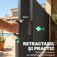 Outsunny Paravan Lateral Retractabil Impermeabil și UV50+, din Aluminiu, Oțel și Poliester, 420x185 cm, Gri Închis(m-5)