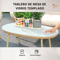 Outsunny Conjunto de Muebles de Jardín de Rattán de 4 Piezas con Cojines Sofá 2 Sillones y Mesa de Centro Beige(m-8)