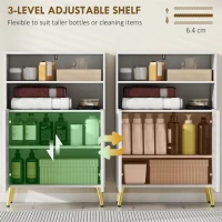 HOMCOM Szafka Łazienkowa, Komoda do Pomieszczeń, Drzwi Soft-Close, 2 Otwarte Regały, MDF, Biała(m-7)