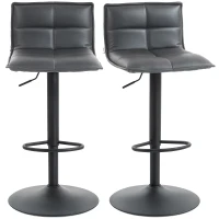 HOMCOM Set of Two Modern Faux Leather Bar Stools - Dark Grey(m-10)