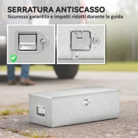 HOMCOM Cassetta degli Attrezzi da 43L in Alluminio con Serratura, 2 Chiavi e Maniglia Laterale, 76.2x33x24.4 cm, Argento(m-7)