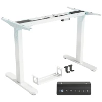 HOMCOM Electric Standing Desk Frame, Height Adjustable Sit Stand Desk Frame with Dual Motors, Memory Smart Panel and Collision Protection, Easy Assembly, White(m-11)