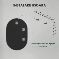 HOMCOM Oglindă de Baie Ovală Montabilă pe Perete cu Ramă din Aluminiu, Verticală sau Orizontală, 60x90 cm, Argintiu(m-7)