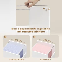 HOMCOM Tavolo stampante con ruote e cassetto A4 per casa e ufficio(m-5)