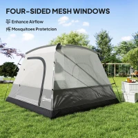 Outsunny 3-4 Person Camping Tent, Easy Set Up 3-4 Man Tent w/ Sewn-in Groundsheet, Waterproof Dome Tent w/ Mesh Windows, Grey(m-6)