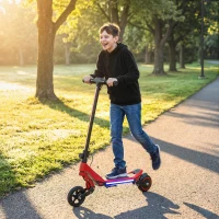 SPORTNOW Electric Scooter for Kids, Foldable E Scooter for Age Age 6+ with LED Display, RGB lights, Up to 16km/h, Red(m-2)