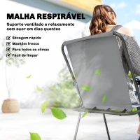 Outsunny Conjunto de Mesa e Cadeiras de Jardim de 8 Peças com Chapéu de Sol 6 Cadeiras Dobráveis e Mesa de Vidro Cinza(m-5)