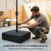 Outsunny Bază pentru Umbrelă Reumplibilă cu Nisip 80 kg/Nisip Umed 90 kg, pentru Tije de Ø48 mm, Negru(m-5)