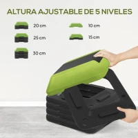SPORTNOW Step para Fitness Stepper Antideslizante con Altura Ajustable de 10/15/20/25/30 cm Carga 150 kg Verde(m-4)