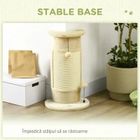 PawHut Copac de Zgariat pentru Pisici de Pana la 5kg cu 2 Mingi, Covoras din Sisal si  Tapiterie din Plus, 34x25.5x58cm, Bej(m-6)