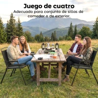 Outsunny Set de 4 Cojines para Sillas para Jardín con Lazos y Base Antideslizante Impermeables 39,5x39,5x10 cm Gris Oscuro(m-5)
