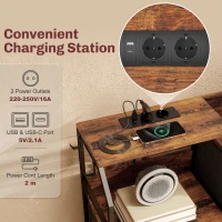 HOMCOM Komoda z 8 szufladami z tkaniny, rama stalowa, lada do ładowania, Rustykalny Brąz+Czarny(m-4)