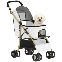 PawHut Carrito para Mascotas con 2 Puertas Ventana de Malla Cesta de Almacenamiento Cuerda de Seguridad 80x44,5x97 cm Gris Claro(m-10)