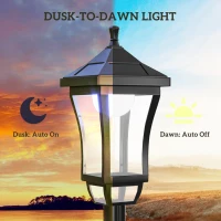 Outsunny Solarna Latarnia Ogrodowa 127 cm, Lampa Ogrodowa z Zimnobiałym LED, Czujnik Światła IP44 Wodoodporna(m-5)