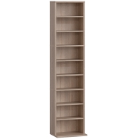 HOMCOM CD- und DVD-Regal mit verstellbaren Einlegeböden, schmales Design mit Antikipp-Sicherung für 260 CDs, 33x24x140 cm, Naturholz