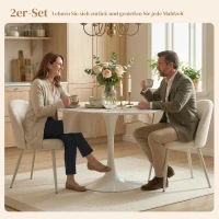 HOMCOM Esszimmerstühle, Küchenstühle, weich gepolstert mit Chenille, 50,5 x 57,5 x 78,5 cm, Cremeweiß(m-4)