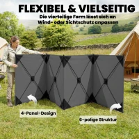Outsunny Opvouwbaar windscherm met spankoorden, grondhaken en draagtas voor camping en tuin, 480 x 120 cm, donkergrijs(m-6)