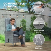 Outsunny 105°-150° Reclining Rattan Chair - Light Grey(m-6)