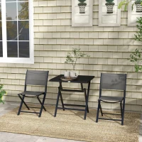 Outsunny Ensemble salon de jardin 2 personnes 2 chaises et 1 table pliantes pour l'Extérieur cadre en Aluminium, Gris anthracite(m-10)