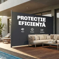 Outsunny Paravan Lateral Retractabil Impermeabil și UV50+, din Aluminiu, Oțel și Poliester, 420x185 cm, Gri Închis(m-4)