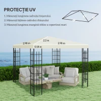 Outsunny Acoperiș pentru Gazebo de Grădină 3x3 m din Material Oxford 600D cu Orificii de Drenaj, Alb Crem(m-3)
