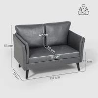 HOMCOM Two-Seater Leathaire Sofa - Grey(m-3)