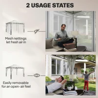 Outsunny Pawilon, 3x3,6 m wodoodporny stabilny pawilon ogrodowy z siatką na owady, dwuwarstwowy dach, do ogrodu, tarasu, czarny(m-5)