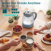 HOMCOM Kettle and Toaster Set, 1.7L 3000W Rapid Kettle with Strix Thermostat, 4 Slice Toaster with 7 Browning Controls, Grey(m-4)