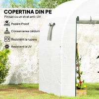 Outsunny Seră Tip Tunel pentru Grădină 1.8x1.8x2 m din Oțel și PE Anti-UV cu Uși Rulabile și Ferestre, Albă(m-4)