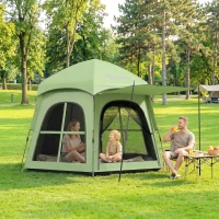 Outsunny Pop Up Tent 3000mm Waterproof Instant Camping Tent 3-4 Person with 2 Doors 4 Windows Green(m-2)