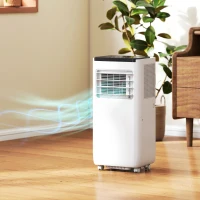 HOMCOM Climatiseur Portable 10 000 BTU 4 en 1 Refroidissement Déshumidificateur Ventilateur avec WiFi pour 30 m² Blanc(m-2)