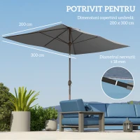 Outsunny Copertină de Rezervă pentru Umbrelă cu Ventilație în Partea Superioară, 300x200 cm, Verde(m-5)