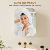 HOMCOM Bathroom Medicine Cabinet with Mirror, Bathroom Wall Cabinet with Adjustable Shelves, Soft Close Hinges, White(m-6)