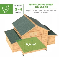 PawHut Gallinero de Madera para Exterior con 2 Nidos Bandeja Extraíble Perchas Techo Impermeable 150x100x96,5 cm Amarillo(m-4)