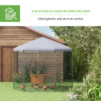 PawHut Țarc pentru găini exterior 5 m² parc cu plasă dim. 2,8L x 2,45l x 2,46H - spațiu acoperit - 5/8 găini(m-11)