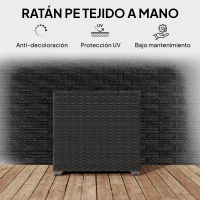 Outsunny Baúl de Almacenaje Exterior de Ratán de 253L con Varilla Hidráulica Forro con Cremallera y Marco de Acero Negro(m-9)