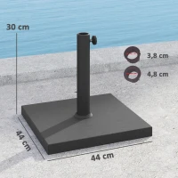 Outsunny Pied de parasol, socle parasol extérieur en Béton 18 kg, pour mât de Ø 38-48 mm, pour jardin patio, 44 x 44 x 30 cm noir(m-3)