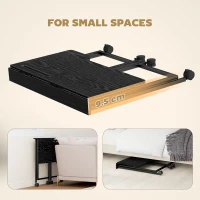 HOMCOM Folding Small Desk on Wheels - Black Wood Effect(m-4)