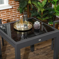 Outsunny Extending Garden Table, Outdoor Dining Table with Aluminium Frame and Tempered Glass Tabletop, 80/160 x 80 x 75 cm, Black(m-15)