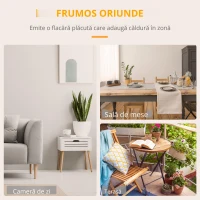 HOMCOM Semineu cu bioetanol din metal si sticla securizata cu ardere de 3 ore cu rezervor de 1,5 l si capac de 25 m², 60x26x50cm, negru(m-6)