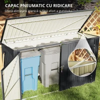 Outsunny Cutie Depozitare Pubele pentru 3 Recipiente de 240L cu 2 Uși și Încuietori, 233x105x118,5/133 cm, Gri(m-7)