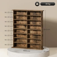 HOMCOM 16-Compartment Media Shelf - Rustic Brown(m-3)