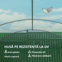 Outsunny Seră tip tunel 6x3x2 m cu 3 uși derulante 6 ferestre cu plasă și structură din oțel galvanizat Verde(m-7)