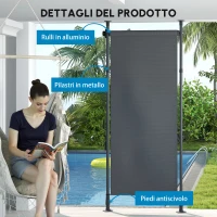 Outsunny Tenda manuale retrattile autonoma lunghezza regolabile manovella montaggio senza foratura metallo alluminio poliestere grigio scuro(m-5)