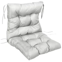 Outsunny Garden Back Chair Cushion, Comfortable Patio Seat Cushion Pad with Backrest for Outdoor & Indoor Use, Light Grey(m-1)