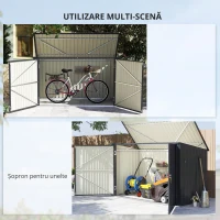 Outsunny Cutie Depozitare Pubele pentru 3 Recipiente de 240L cu 2 Uși și Încuietori, 233x105x118,5/133 cm, Gri(m-6)