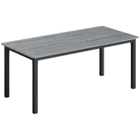 Outsunny Garden Dining Table for 6-8 Person, 180 x 86 cm Rectangular Outdoor Dining Table with Wood Slatted Top, Grey(m-1)