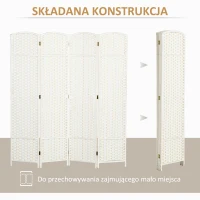 HOMCOM 4-częściowy parawan, składana zasłona, ściana osłonowa do salonu, sypialni, biura domowego, Biały(m-5)