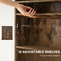 HOMCOM 16-Compartment Media Shelf - Rustic Brown(m-5)